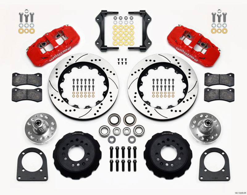 Wilwood AERO6 Front Hub Kit 14.00in Drill Red TCI-IFS 71-78 (Pinto Based) Wilwood
