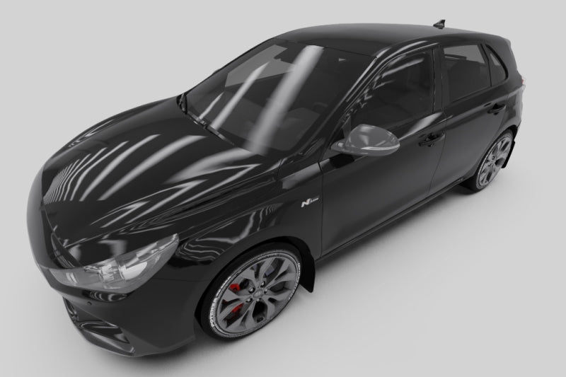 Rally Armor 2019+ Hyundai Elantra N Line UR Black Mud Flap w/ Performance Blue Logo - eliteracefab.com