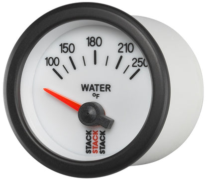Autometer Stack 52mm 100-250 Deg F 1/8in NPTF Electric Water Temp Gauge - White ST3258