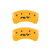 Load image into Gallery viewer, MGP 4 Caliper Covers Engraved Front &amp; Rear RT1-Truck Yellow Finish Black Char 2006 Dodge Charger MGP