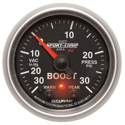 Autometer Sport-Comp II 52mm 30 IN HG / 30 PSI Electronic Boost/Vacuum Gauge 3677