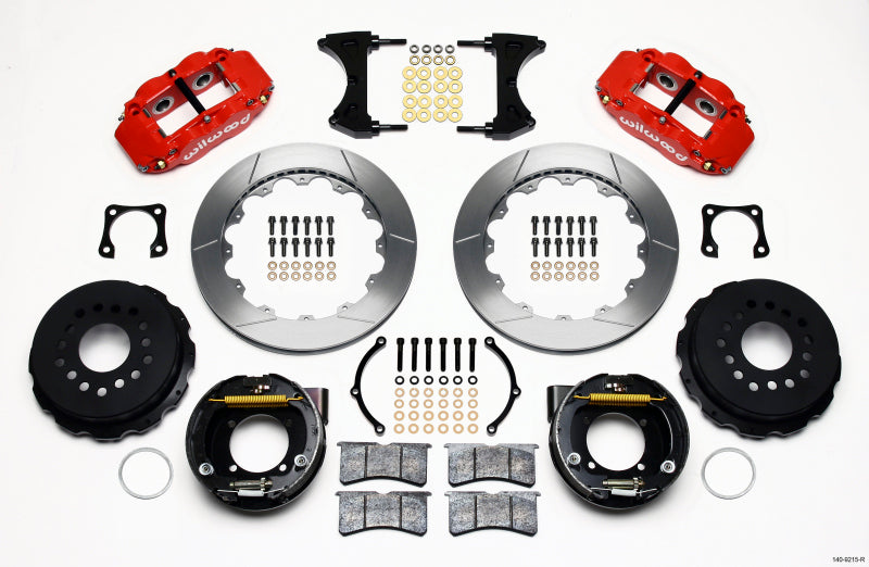 Wilwood Narrow Superlite 4R Rear P-Brk Kit 12.88in Red Chevy 12 Bolt-Spec 3.15in Brng Wilwood