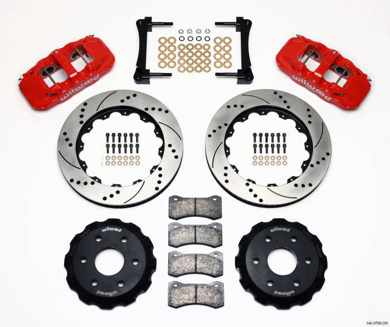 Wilwood AERO6 Front Truck Kit 14.25in Drill Red 1999-2014 GM Truck/SUV 1500 - eliteracefab.com