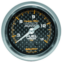 Load image into Gallery viewer, Autometer Carbon Fiber 52mm 15 PSI Mechanical Fuel Pressure Gauge