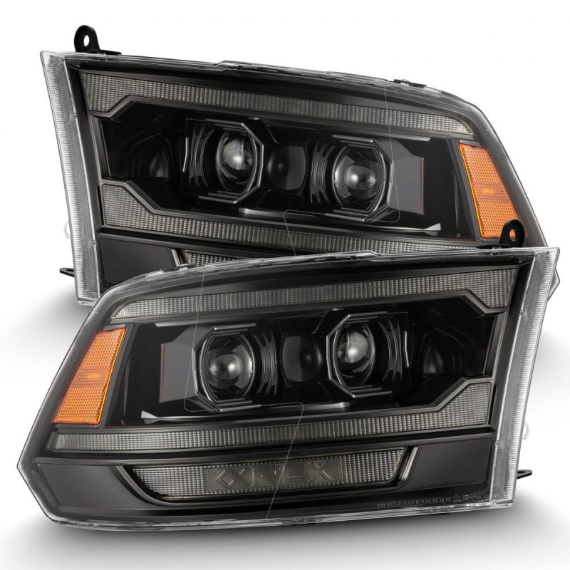 AlphaRex 09-18 Ram 2500 LUXX LED Proj Headlight Plank Style Alpha Blk w/Activ Light/Seq Signal/DRL - eliteracefab.com