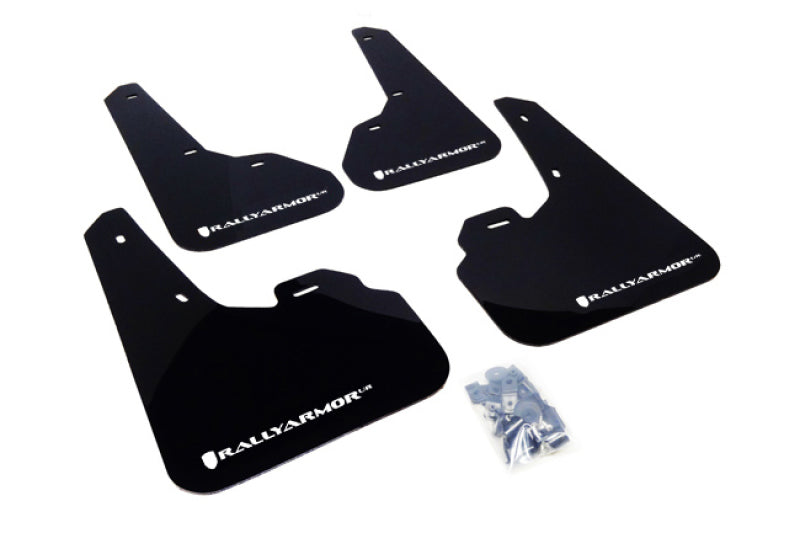 Rally Armor UR Mudflaps Urethane - Mazdaspeed3 2010 - 2013 - Black/White - eliteracefab.com