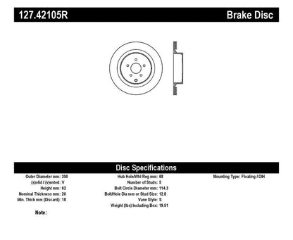 STOPTECH 09 INFINITI FX50 SPORTSTOP SLOTTED & DRILLED REAR RIGHT ROTOR, 127.42105R - eliteracefab.com