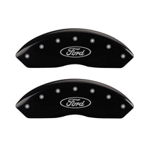 Load image into Gallery viewer, MGP Front set 2 Caliper Covers Engraved Front Oval logo/Ford Black finish silver ch MGP