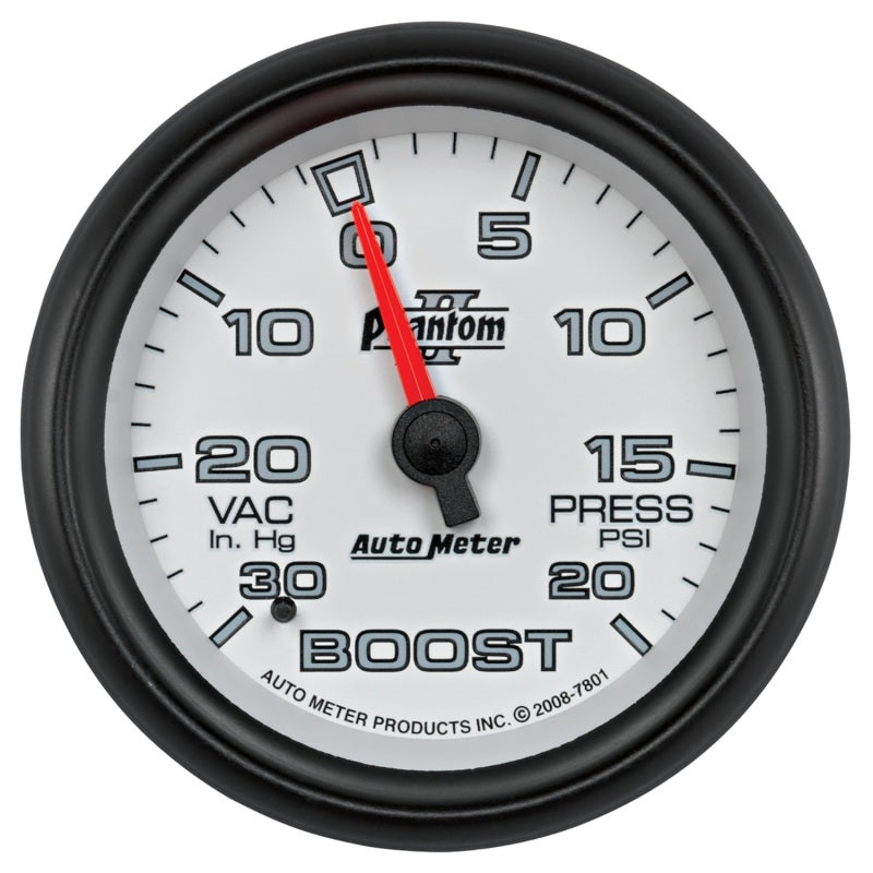 AutoMeter Gauge Vac/Boost 2-5/8in. 30Inhg-20PSI Mechanical Phantom II 7801