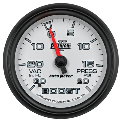 AutoMeter Gauge Vac/Boost 2-5/8in. 30Inhg-20PSI Mechanical Phantom II 7801