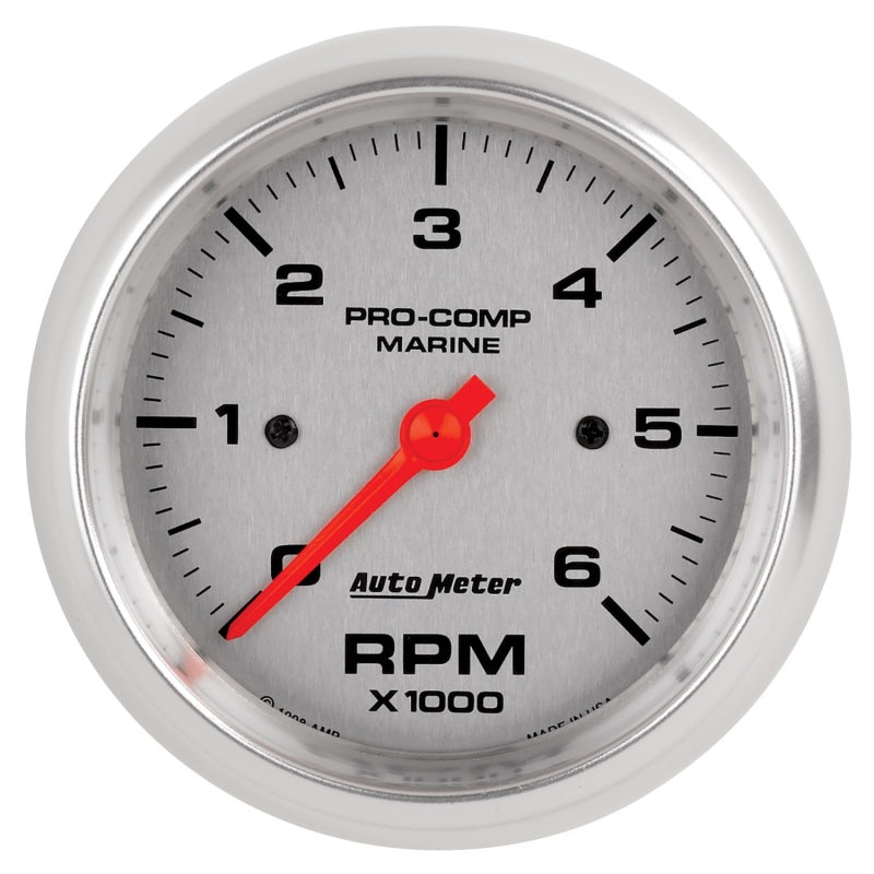Autometer Marine Silver Ultra-Lite Gauge 3-3/8in Tachometer 6K RPM 200752-33