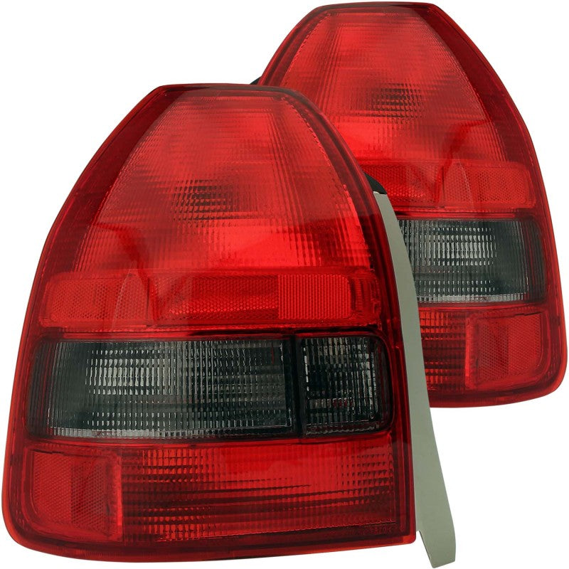 ANZO USA Honda Civic 3dr Taillights Red/Smoke; 1996-2000 - eliteracefab.com