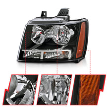 Load image into Gallery viewer, ANZO 2007-2014 Chevrolet Tahoe/Suburban Crystal Headlights Black - eliteracefab.com