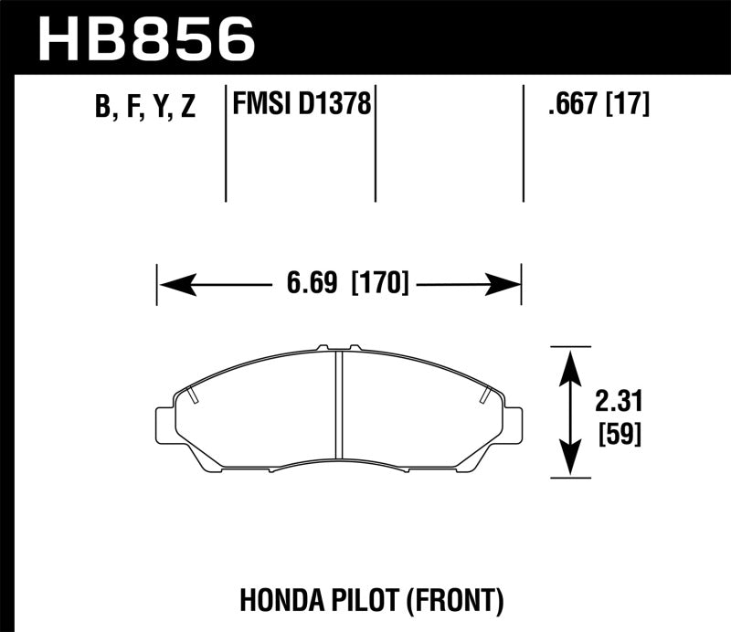 Hawk Performance Ceramic Front Brake Pads - HB856Z.667 Hawk Performance
