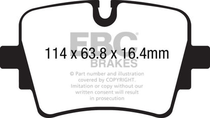 EBC 14+ Jaguar F-Type (Cast Iron Rotors Only) 5.0 Supercharged (490) Yellowstuff Rear Brake Pads - eliteracefab.com