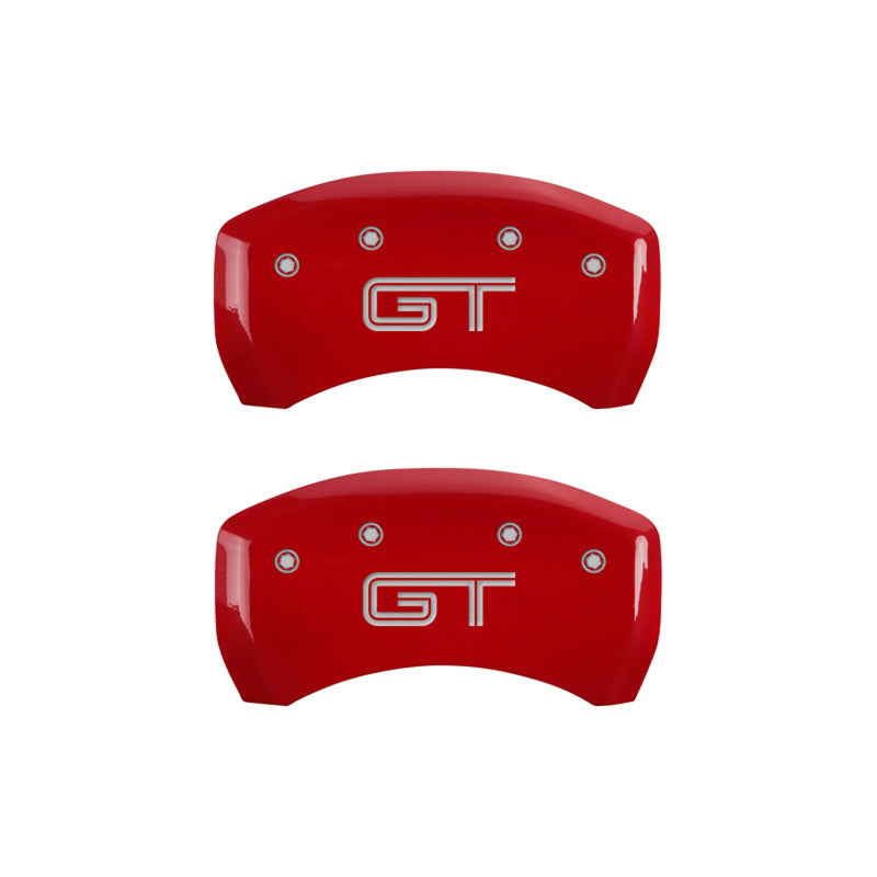 MGP 4 Caliper Covers Engraved Front Mustang Engraved Rear S197/GT Red finish silver ch - eliteracefab.com