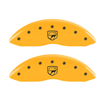 MGP 4 Caliper Covers Engraved Front Viper Rear Snake Yellow Finish Black Char 2002 Dodge Viper MGP