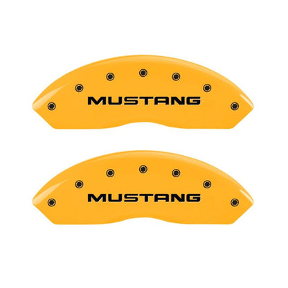 MGP 4 Caliper Covers Engraved Front Mustang Rear Pony Yellow Finish Black Char 2004 Ford Mustang MGP