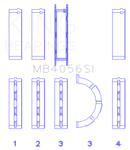 King 97-07 Ford 2.5L/2.9L/3.0L (Size STD) Main Bearing Set King Engine Bearings