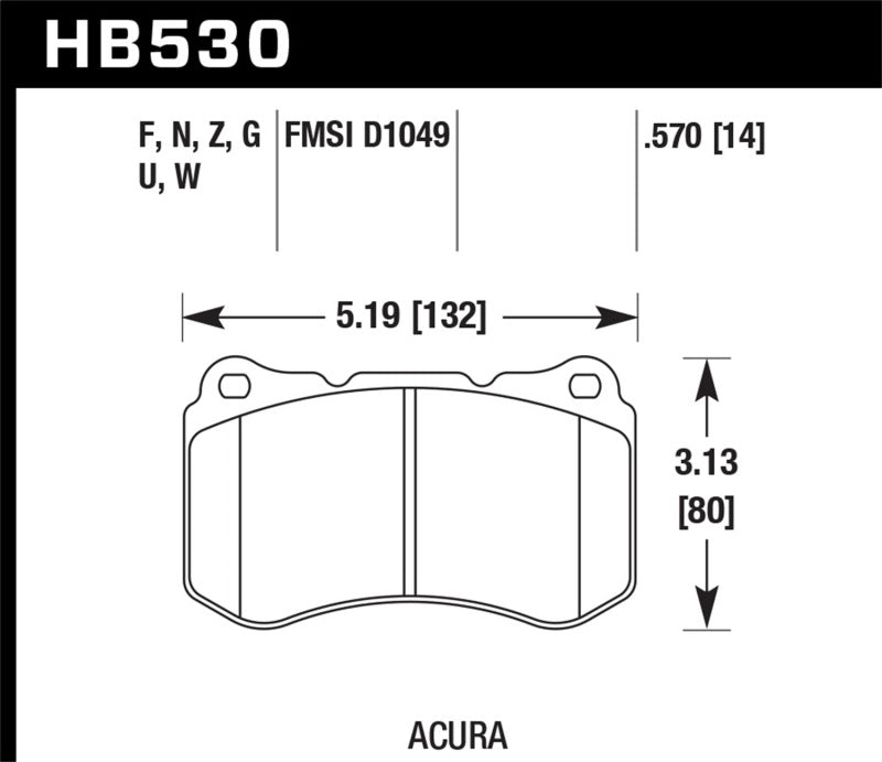 Hawk Performance HPS 5.0 Front Brake Pads - HB530B.570 Hawk Performance