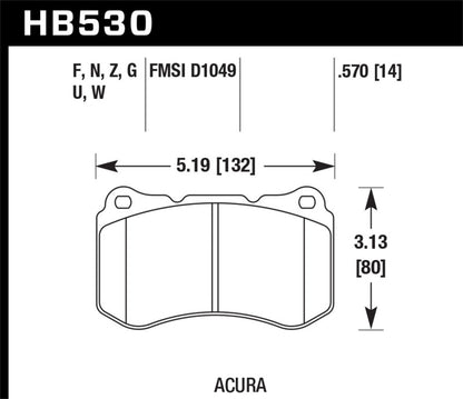 Hawk Performance DTC-70 Front Brake Pads - HB530U.570 Hawk Performance