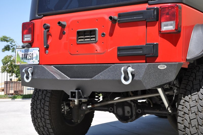 DV8 Offroad 07-18 Jeep Wrangler JK Steel Mid Length Rear Bumper - eliteracefab.com