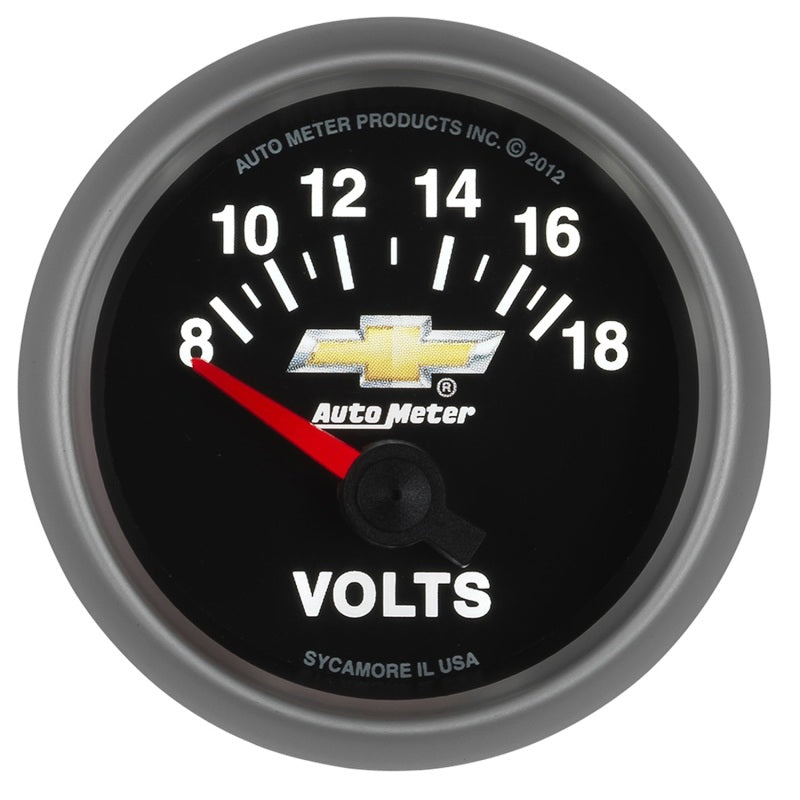 AutoMeter Gauge Voltmeter 2-1/16in. 18V Electric Chevy Gold Bowtie 880444