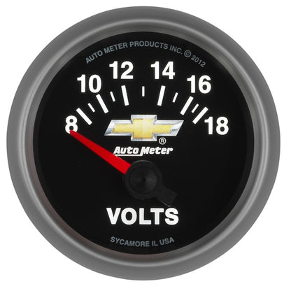 AutoMeter Gauge Voltmeter 2-1/16in. 18V Electric Chevy Gold Bowtie 880444