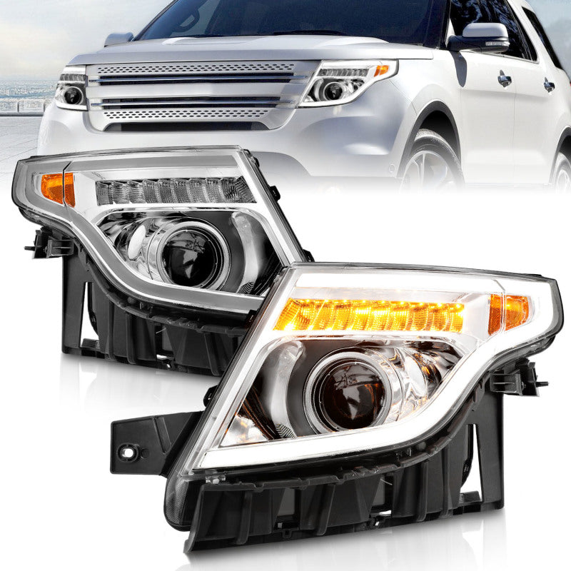 ANZO FORD EXPLORER 11-15 PROJECTOR PLANK STYLE HEADLIGHTS CHROME W/ LED SIGNAL (13-15 BASE, XLT, LIMITED) - 111576