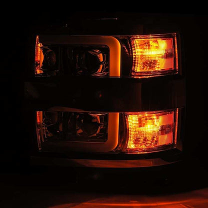 AlphaRex 880225 15-19 Chevy Silverado 2500HD PRO-Series Headlight Plank Chrome w/Activ Light/Seq Signal/DRL