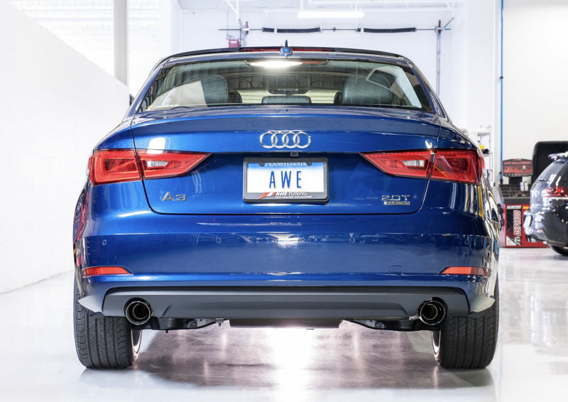 AWE Tuning Audi 8V A3 Touring Edition Exhaust - Dual Outlet Chrome Silver 90 mm Tips AWE Tuning
