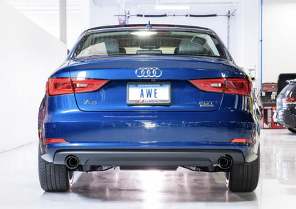 AWE Tuning Audi 8V A3 Touring Edition Exhaust - Dual Outlet Chrome Silver 90 mm Tips AWE Tuning