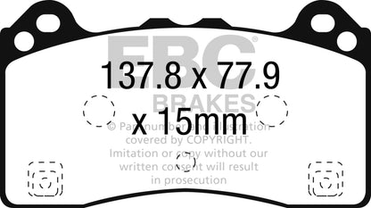 EBC 15-16 Ford Focus RS Yellowstuff Front Brake Pads - eliteracefab.com