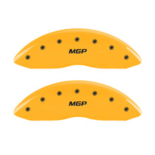 Load image into Gallery viewer, MGP 4 Caliper Covers Engraved Front &amp; Rear MGP Yellow finish black ch MGP