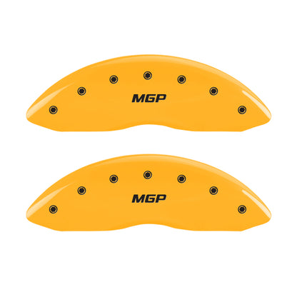 MGP 4 Caliper Covers Engraved Front & Rear Oval logo/Ford Yellow finish black ch MGP