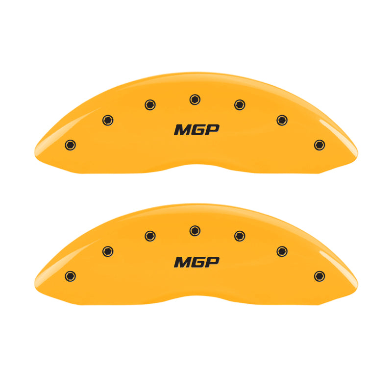 MGP 4 Caliper Covers Engraved Front & Rear Oval logo/Ford Yellow finish black ch MGP