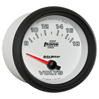 Autometer Phantom II 2-5/8in 18V Electric Voltmeter Gauge 7891