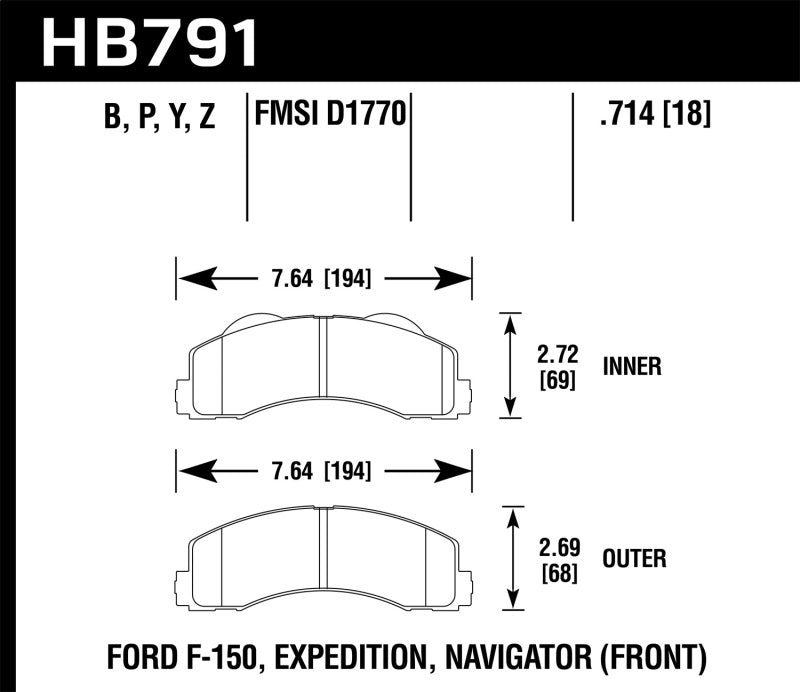 Hawk Performance HPS 5.0 Front Brake Pads - HB791B.714 Hawk Performance