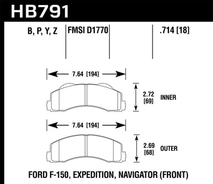Hawk Performance HPS 5.0 Front Brake Pads - HB791B.714 Hawk Performance