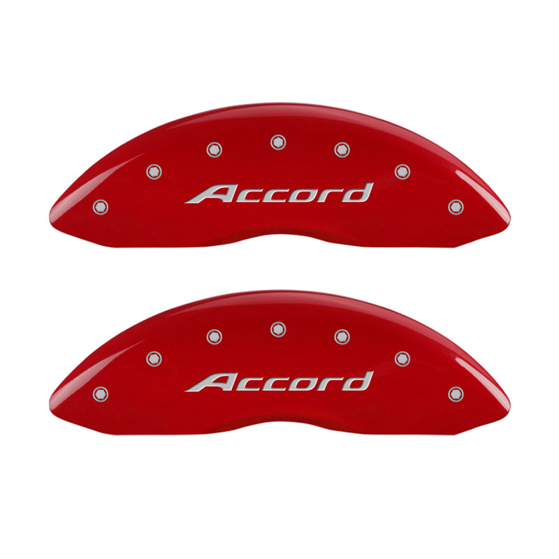 MGP 4 Caliper Covers Engraved Front Accord Engraved Rear Accord Red finish silver ch - eliteracefab.com