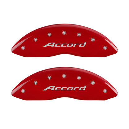 MGP 4 Caliper Covers Engraved Front Accord Engraved Rear Accord Red finish silver ch - eliteracefab.com