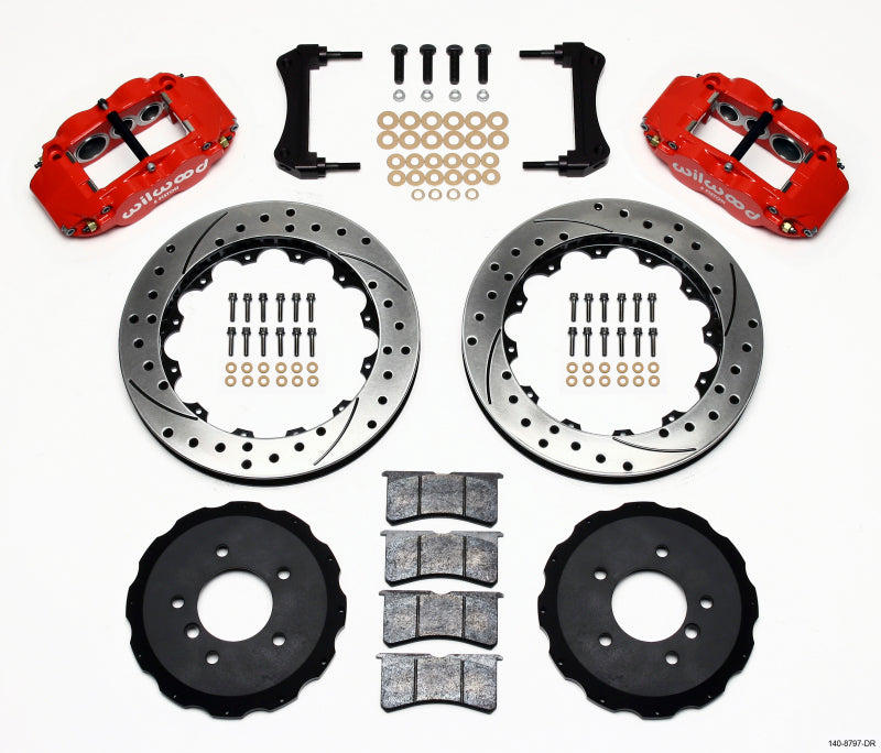 Wilwood Narrow Superlite 6R Front Hat Kit 13.06in Drilled Red E36 BMW M3 Wilwood
