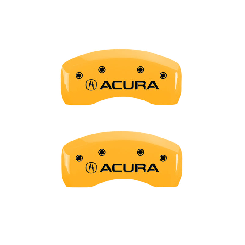 MGP 4 Caliper Covers Engraved Front & Rear Acura Yellow finish black ch MGP