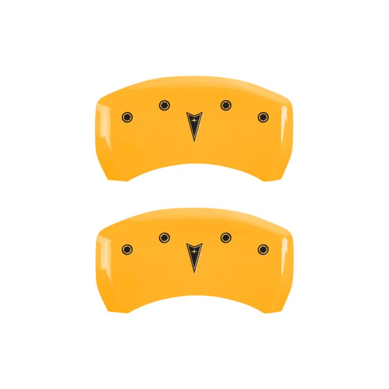 MGP 4 Caliper Covers Engraved Front Pontiac Rear Arrow Yellow Finish Black Char 2006 Pontiac G6 MGP