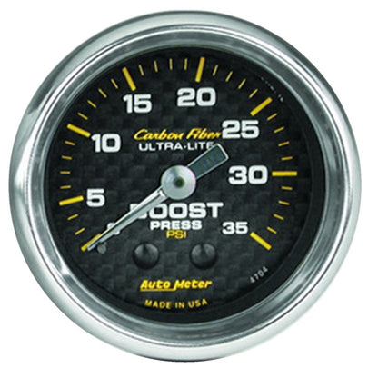 Autometer Carbon Fiber 52mm 35 PSI Mechanical Boost Gauge 4704