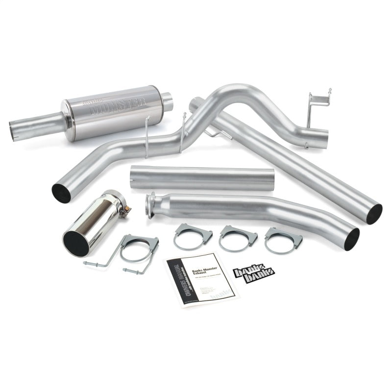 Banks Power 98-02 Dodge 5.9L Ext Cab Monster Exhaust System - SS Single Exhaust w/ Chrome Tip - eliteracefab.com