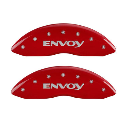MGP 4 Caliper Covers Engraved Front & Rear Envoy Red finish silver ch MGP