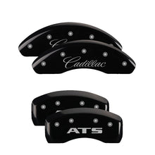 Load image into Gallery viewer, MGP 4 Caliper Covers Engraved Front Cursive/Cadillac Engraved Rear CTS Black finish silver ch