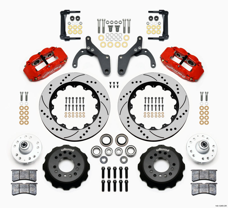 Wilwood Narrow Superlite 6R Front Hub Kit 14.00in Drill Red 59-64 Chevy Impala / 63-64 Corvette Wilwood