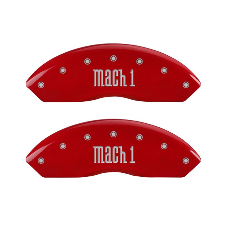 MGP 4 Caliper Covers Engraved Front & Rear Mach 1 Red finish silver ch MGP